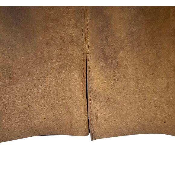 Chaps NWT Caramel Brown Faux Suede Boho Cowgirl Knee Length Skirt - Picture 7 of 7